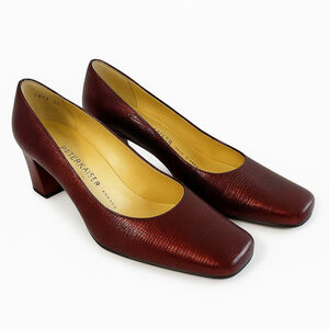 Peter Kaiser Ruby Red Lizard-Embossed Leather Heels, UK 6.5 (US 9.5–10)